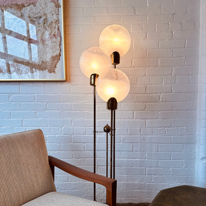 THREE DISC BRASS FLOOR LAMP, ITALIAN MODERN, MAZZEGA STYLE