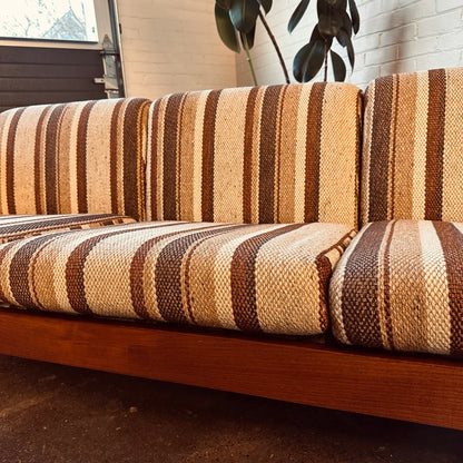 THREE-SEAT DANISH SOFA WITH TEAK FRAME & STRIPES