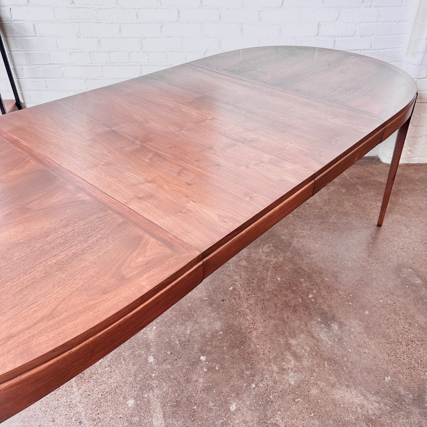 MID-CENTURY WALNUT OVAL LANE DINING TABLE + TWO LEAVES - RESTORED