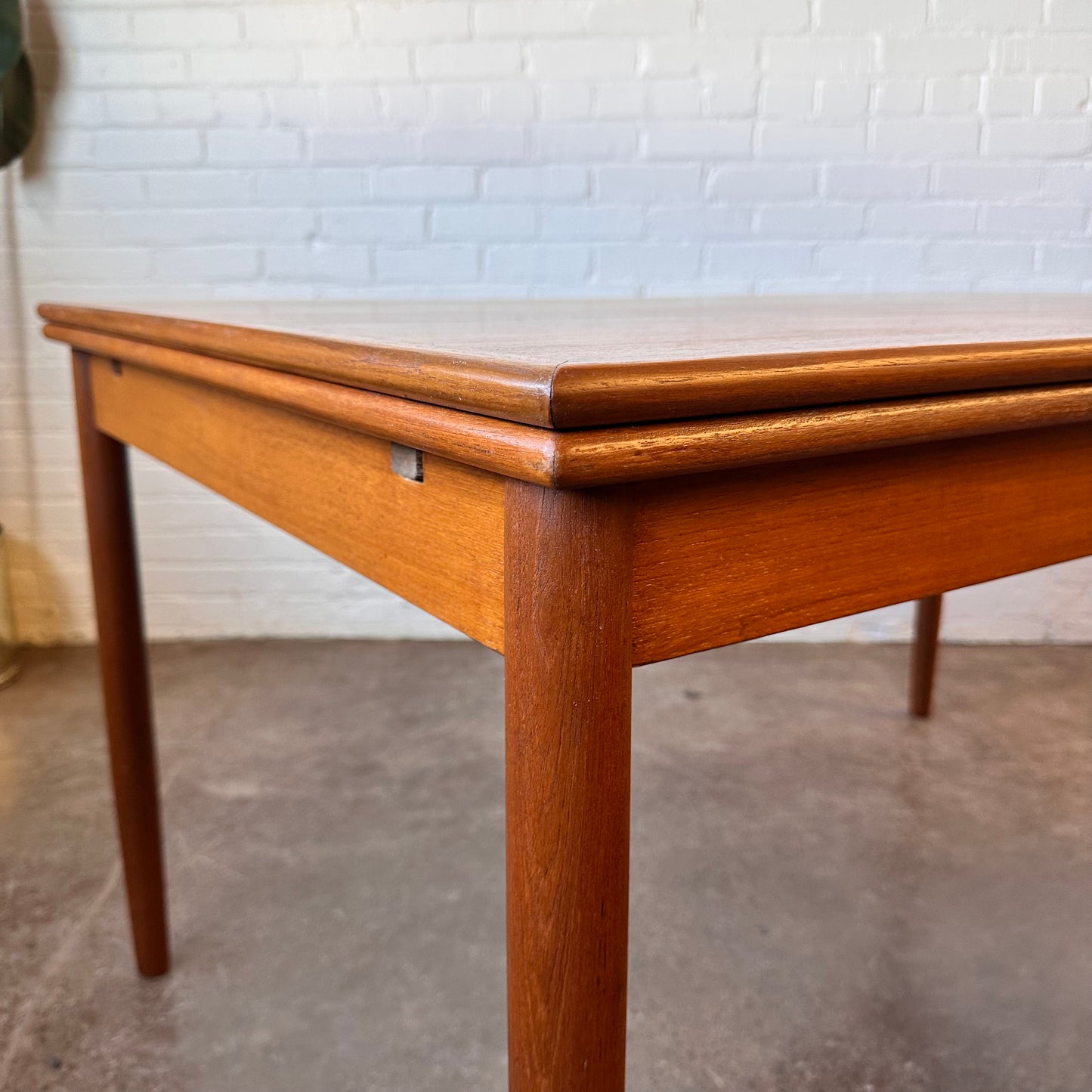 RESTORED DANISH TEAK DINING TABLE WITH DRAW LEAF