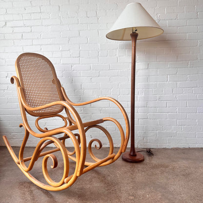 VINTAGE THONET BENTWOOD & CANED ROCKING CHAIR
