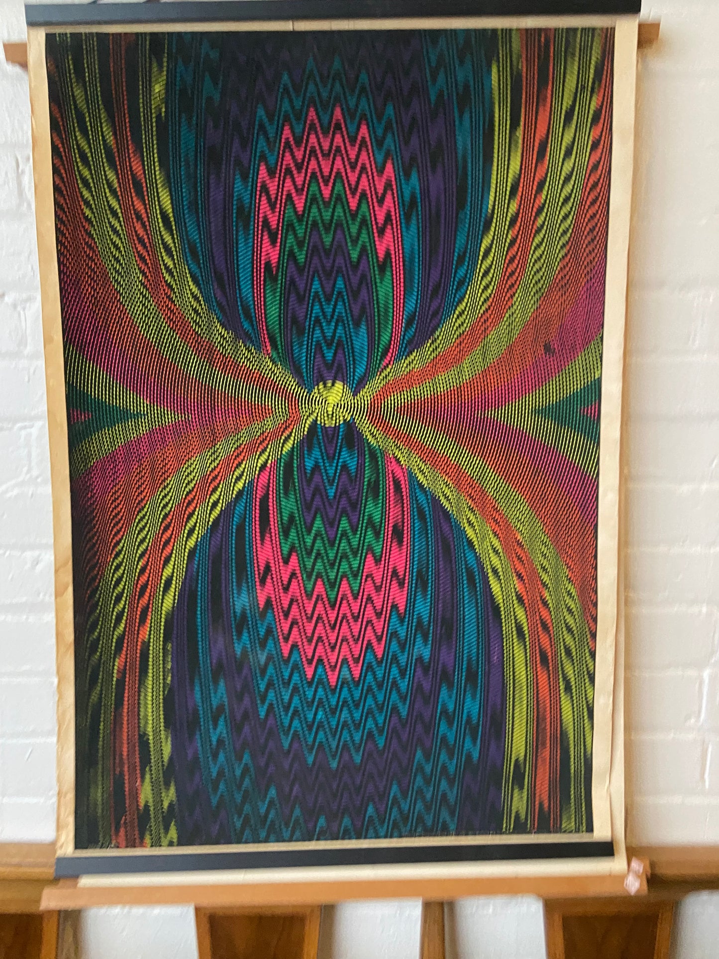 1970 GEOMETRIC BLACKLIGHT OP ART FLOCKED POSTER