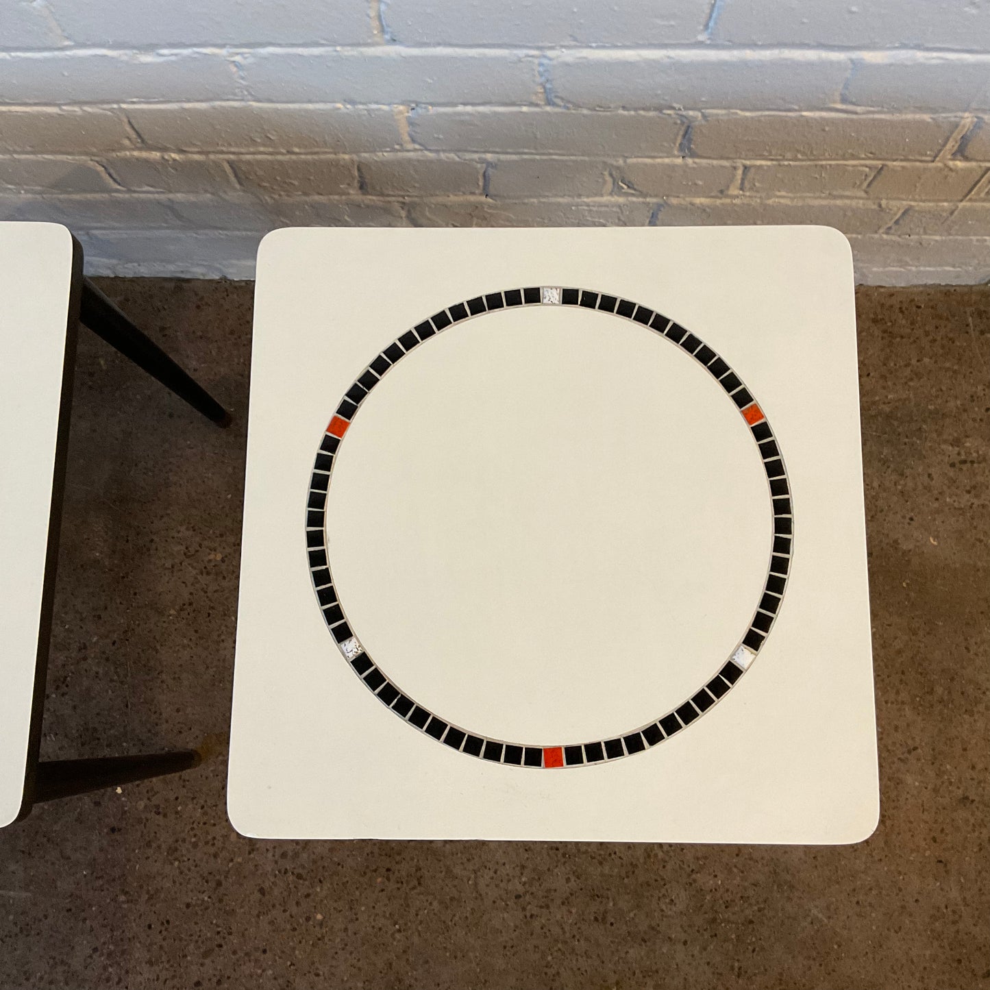 WHITE AND TILE SMALL TABLE SET