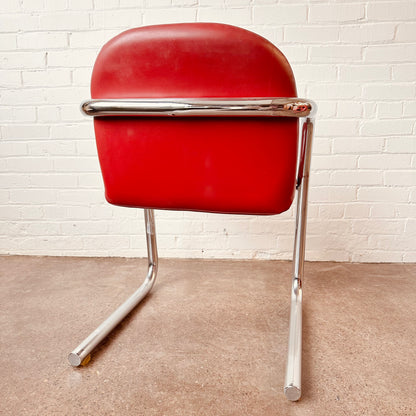 TUBULAR CHROME RED VINYL ACCENT CHAIR