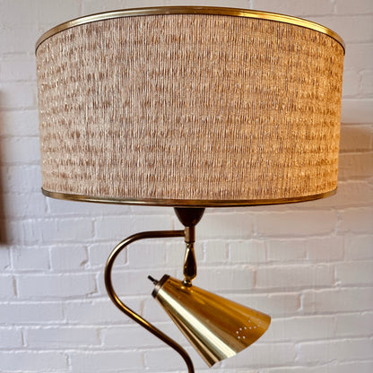 1950S MCM ATOMIC BRASS FLOOR LAMP IN THURSTON STYLE WITH SHADE