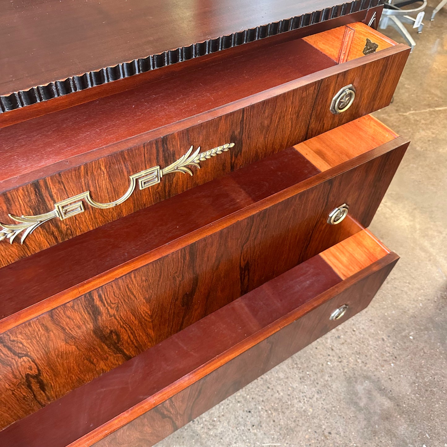 NEOCLASSICAL ROSEWOOD CHEST & HALL MIRROR