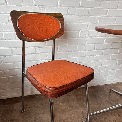 MCM CHROME & LAMINATE CAFE TABLE & CHAIR SET