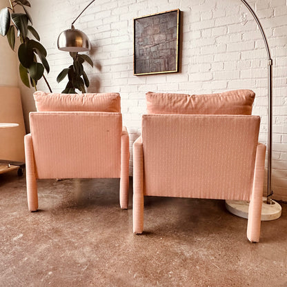 PINK UPHOLSTERED LANE PARSONS CHAIRS - PAIR
