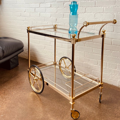 DESIGN GUILD NEOCLASSICAL BRASS TEA CART