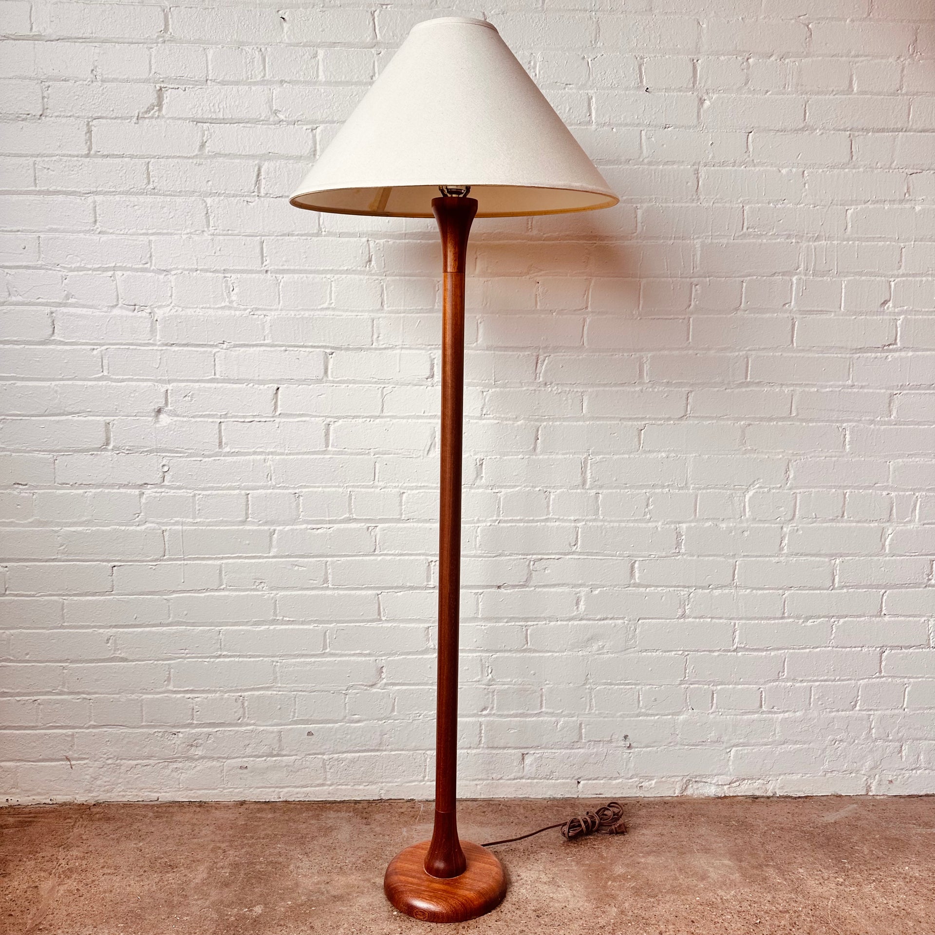 Vintage mid-century teak table lamp store Danish modern teakwood