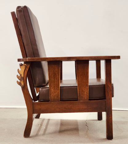 ARTS AND CRAFTS OAK MORRIS RECLINING ACCENT CHAIR