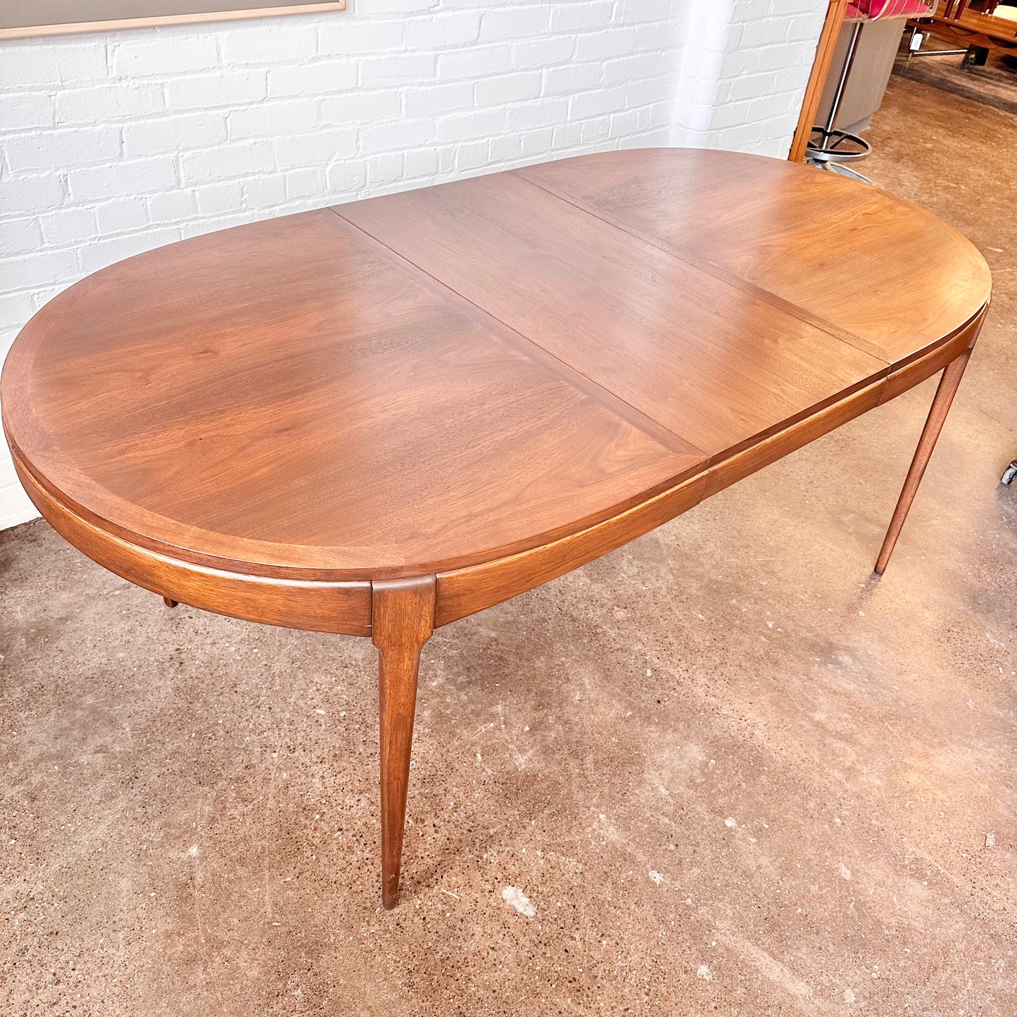 RESTORED MCM WALNUT OVAL DINING TABLE BY LANE