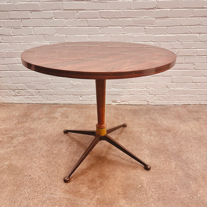 36” ROUND FAUX BOIS ROSEWOOD CAFE TABLE WITH STEEL LEGS