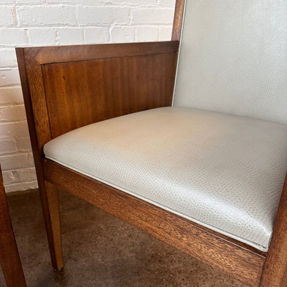 MAHOGANY CHAIRS WITH FAUX OSTRICH SKIN - PAIR