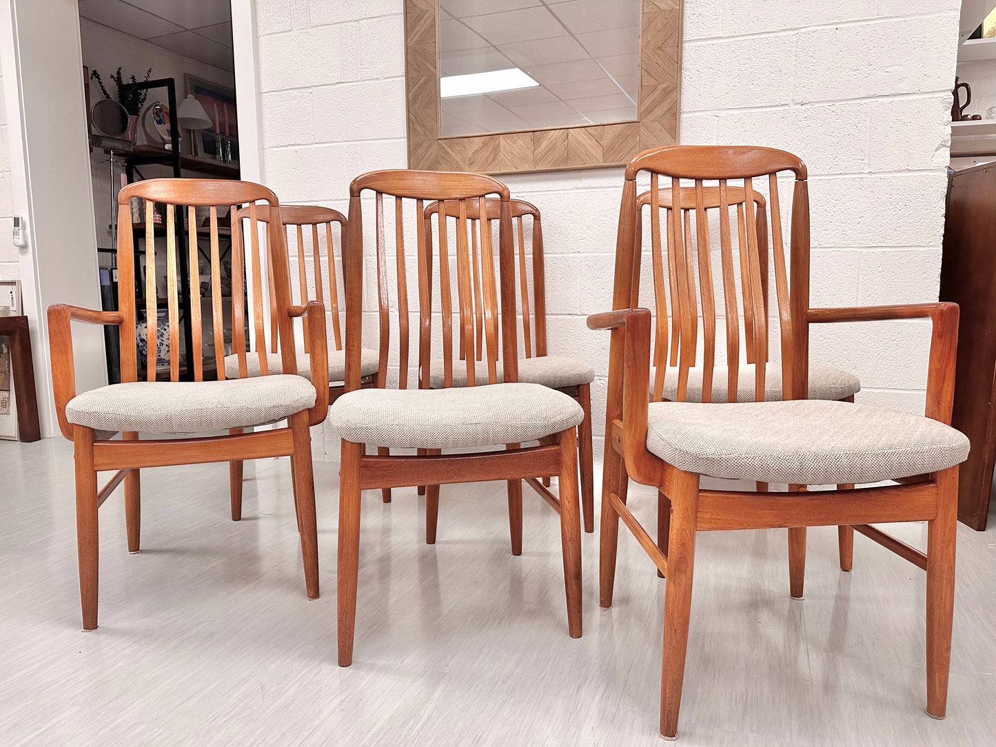 BENNY LINDEN TEAK DINING CHAIRS, SET OF 6