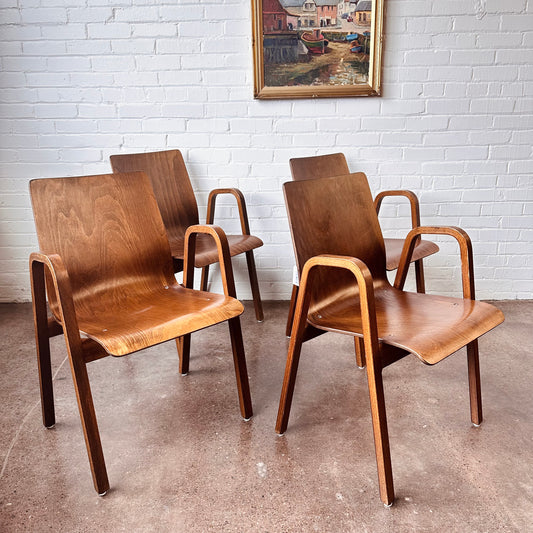 SET OF 4 BENTWOOD STACKING CHAIRS FROM HOLLAND