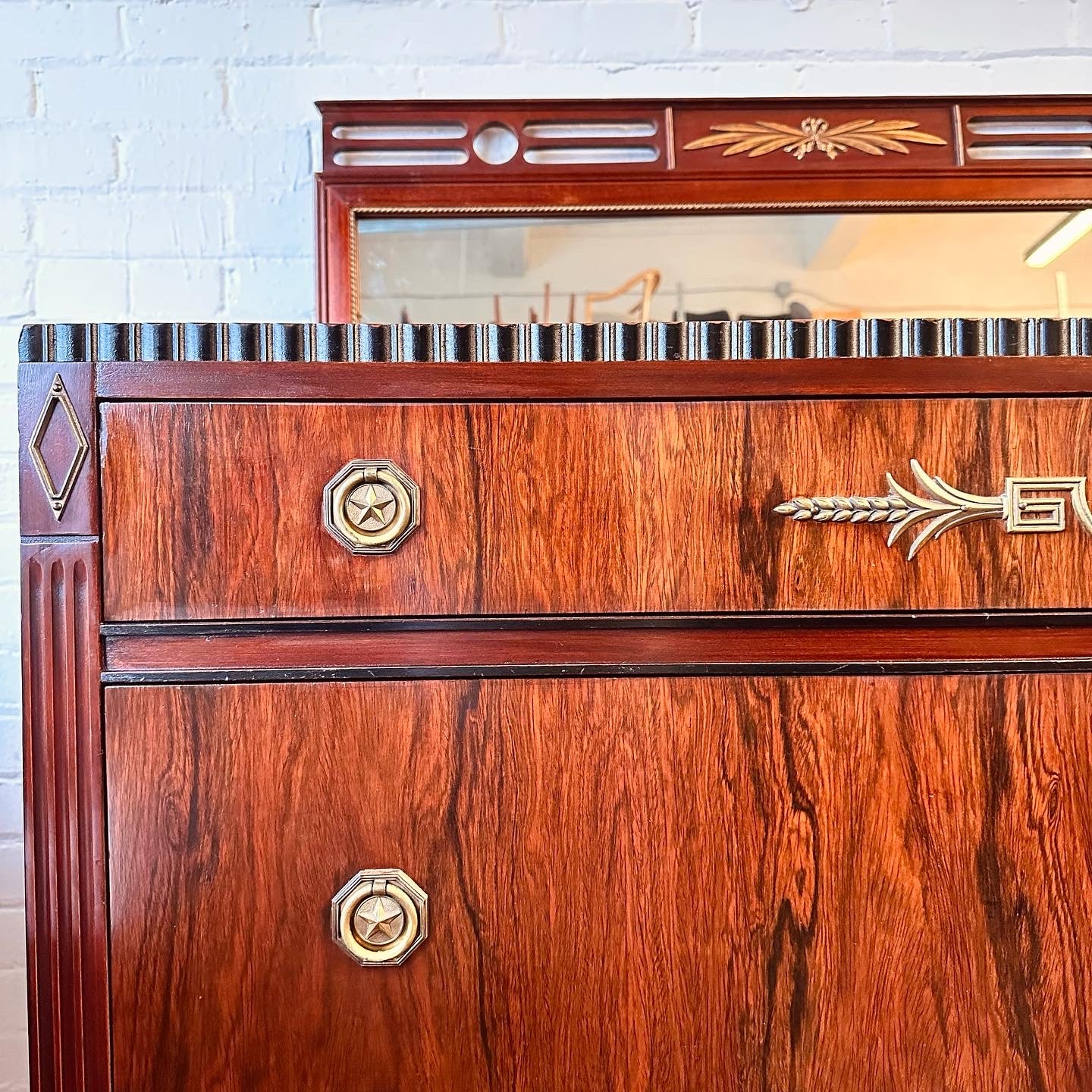 NEOCLASSICAL ROSEWOOD CHEST & HALL MIRROR