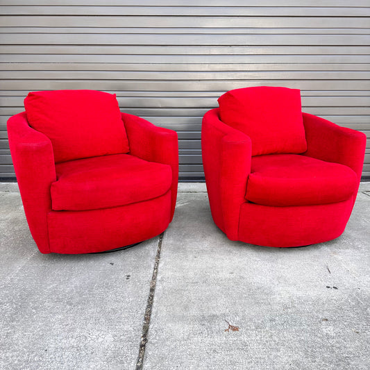 LIPSTICK RED SWIVEL CHAIRS FROM DIRECTIONAL - PAIR
