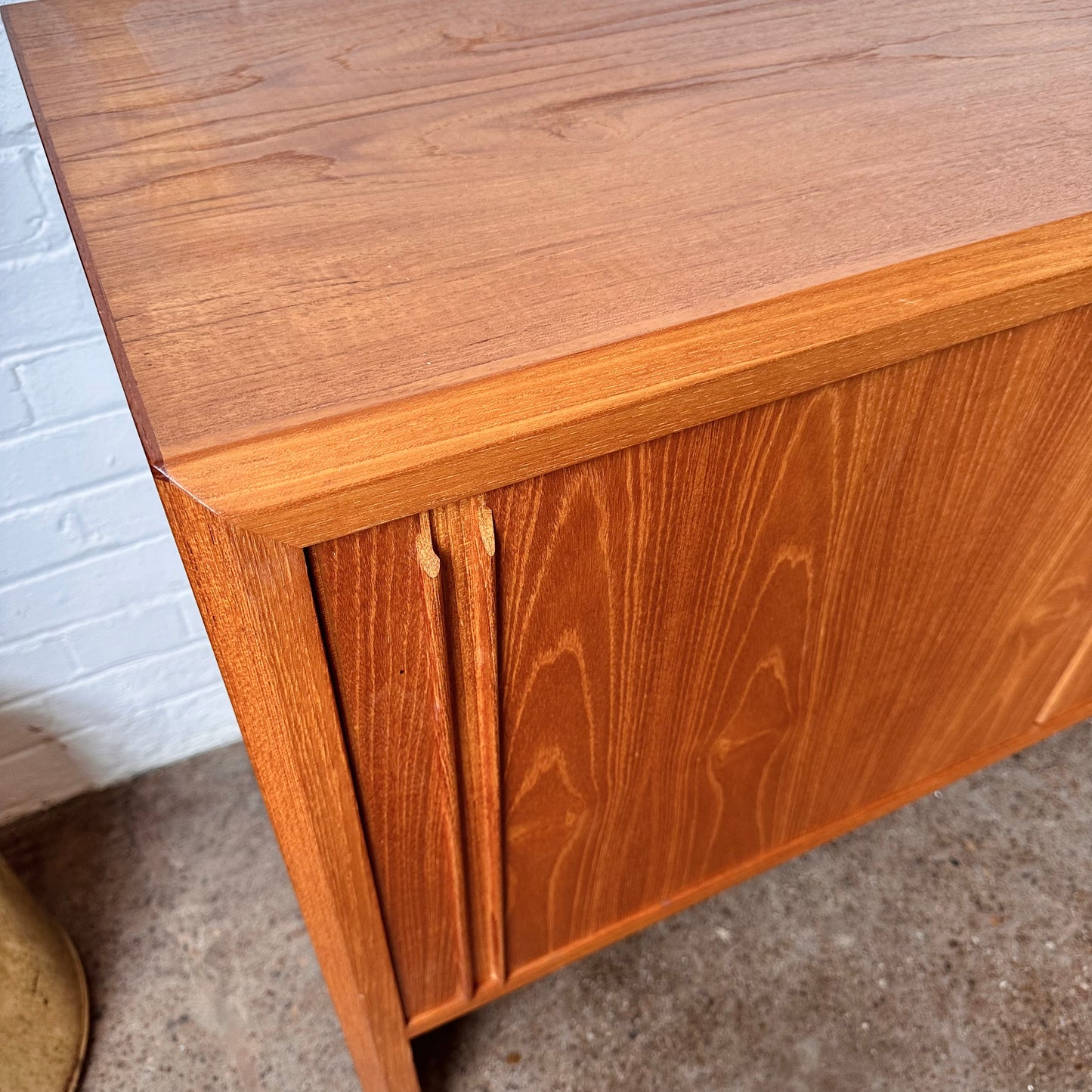 DANISH TEAK CREDENZA WITH WATERFALL DESIGN