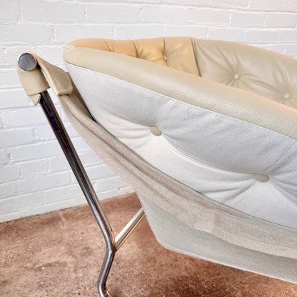 TREGA CHROME & LEATHER SLING CHAIR BY TORMOD ALNAES