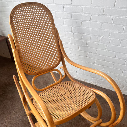 VINTAGE THONET BENTWOOD & CANED ROCKING CHAIR