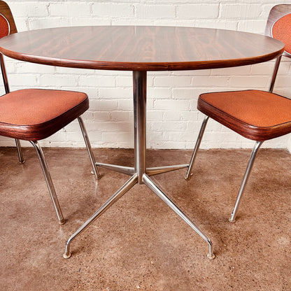 MCM CHROME & LAMINATE CAFE TABLE & CHAIR SET