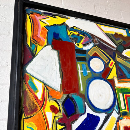 SIGNED ABSTRACT PAINTING "CROSSTOWN TRAFFIC", LARGE ORIGINAL MODERNIST