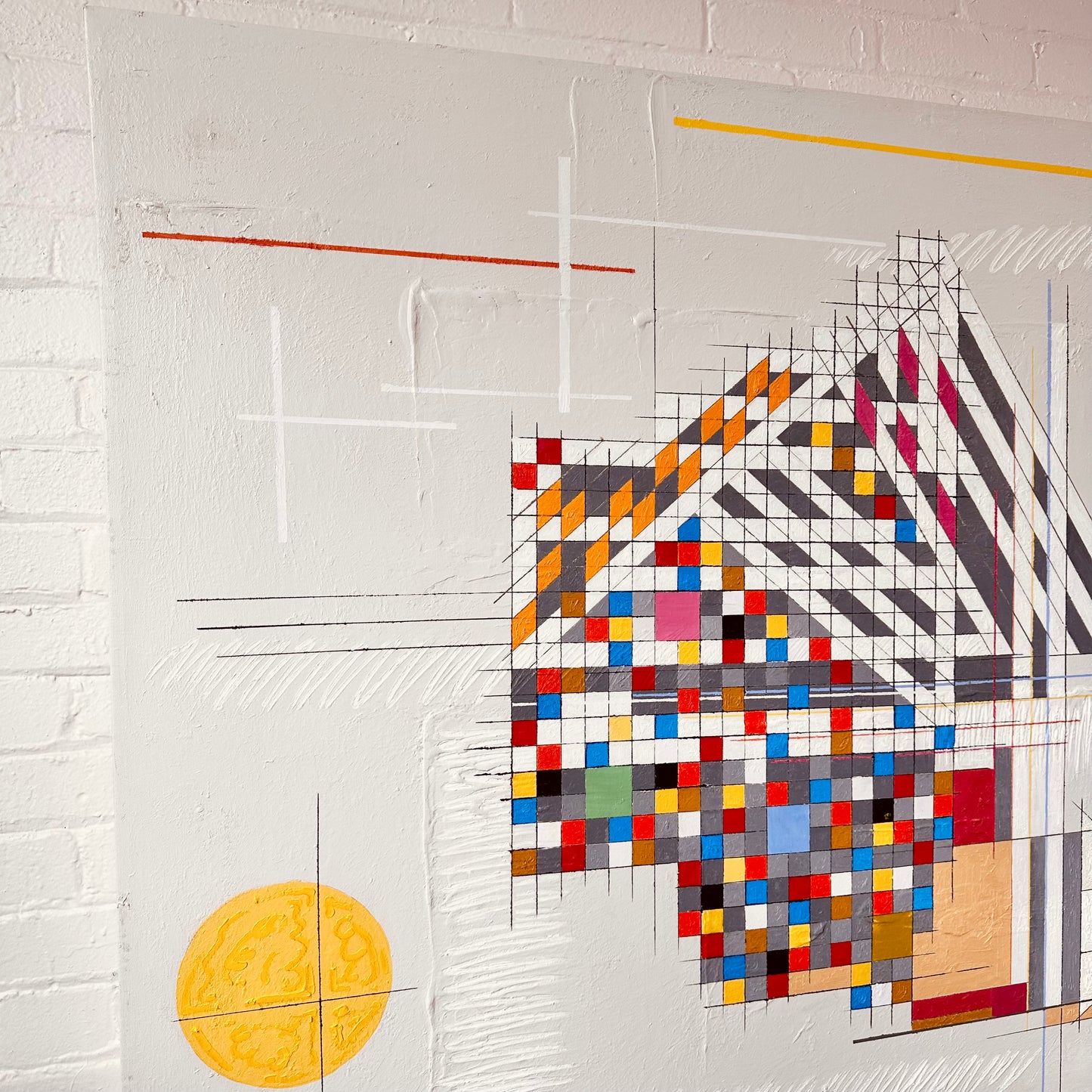 GEOMETRIC PAINTING BY A L HECKER, LARGE FORMAT