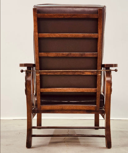 ARTS AND CRAFTS OAK MORRIS RECLINING ACCENT CHAIR