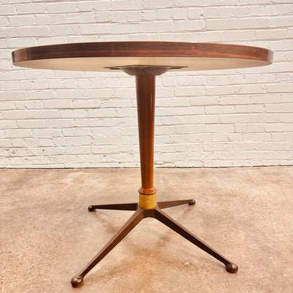 36” ROUND FAUX BOIS ROSEWOOD CAFE TABLE WITH STEEL LEGS