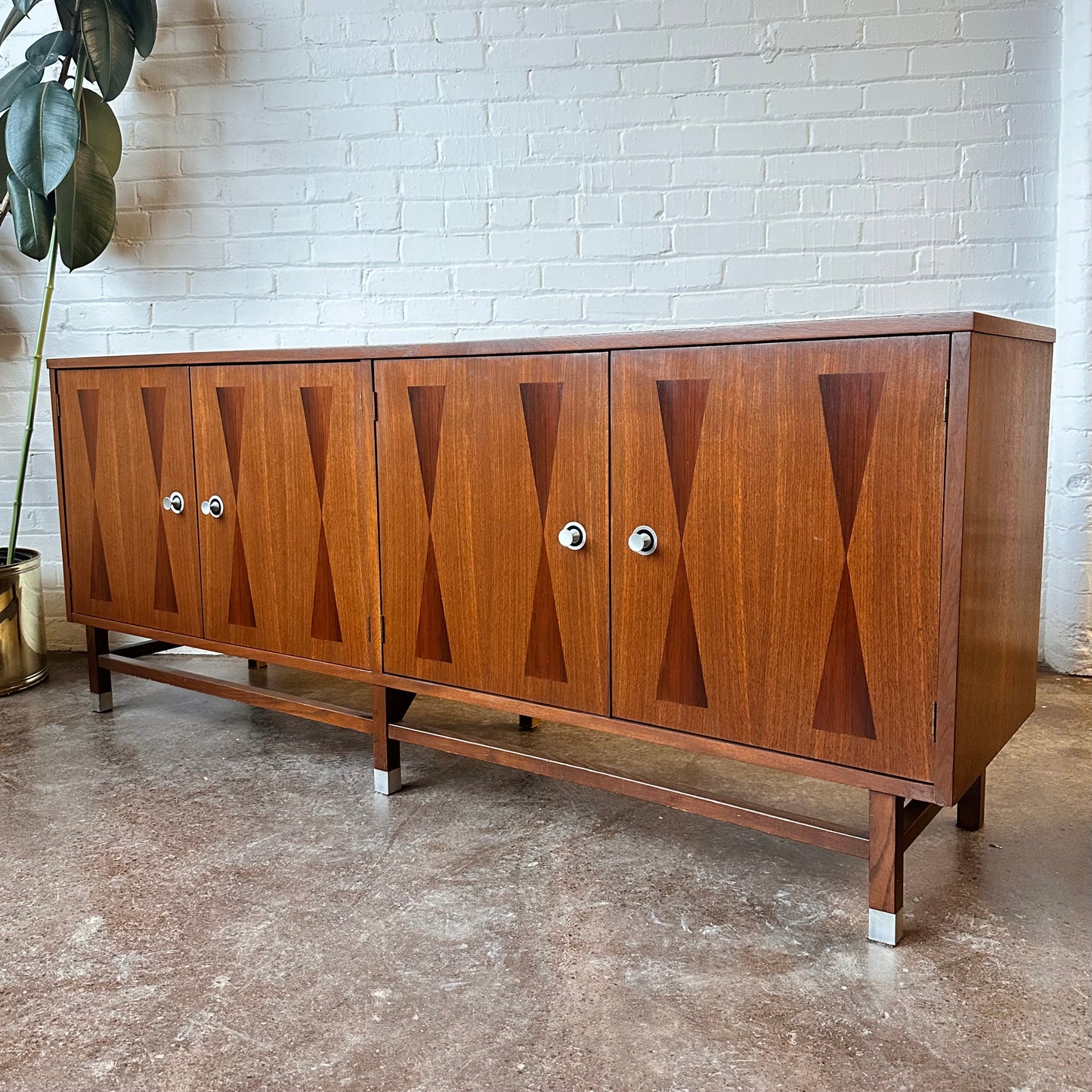 RESTORED PAUL BROWNING WALNUT & ROSEWOOD CREDENZA