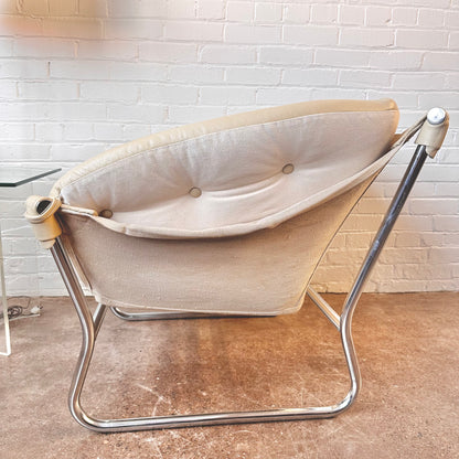 TREGA CHROME & LEATHER SLING CHAIR BY TORMOD ALNAES