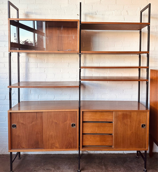 TWO BAY WALNUT FREESTANDING WALL UNIT