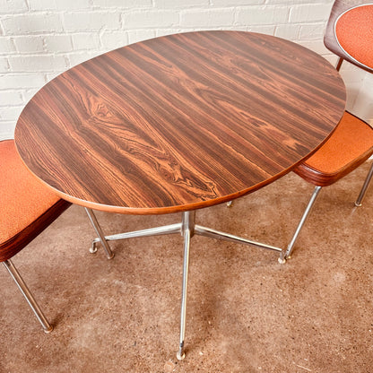 MCM CHROME & LAMINATE CAFE TABLE & CHAIR SET