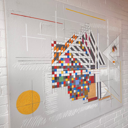 GEOMETRIC PAINTING BY A L HECKER, LARGE FORMAT
