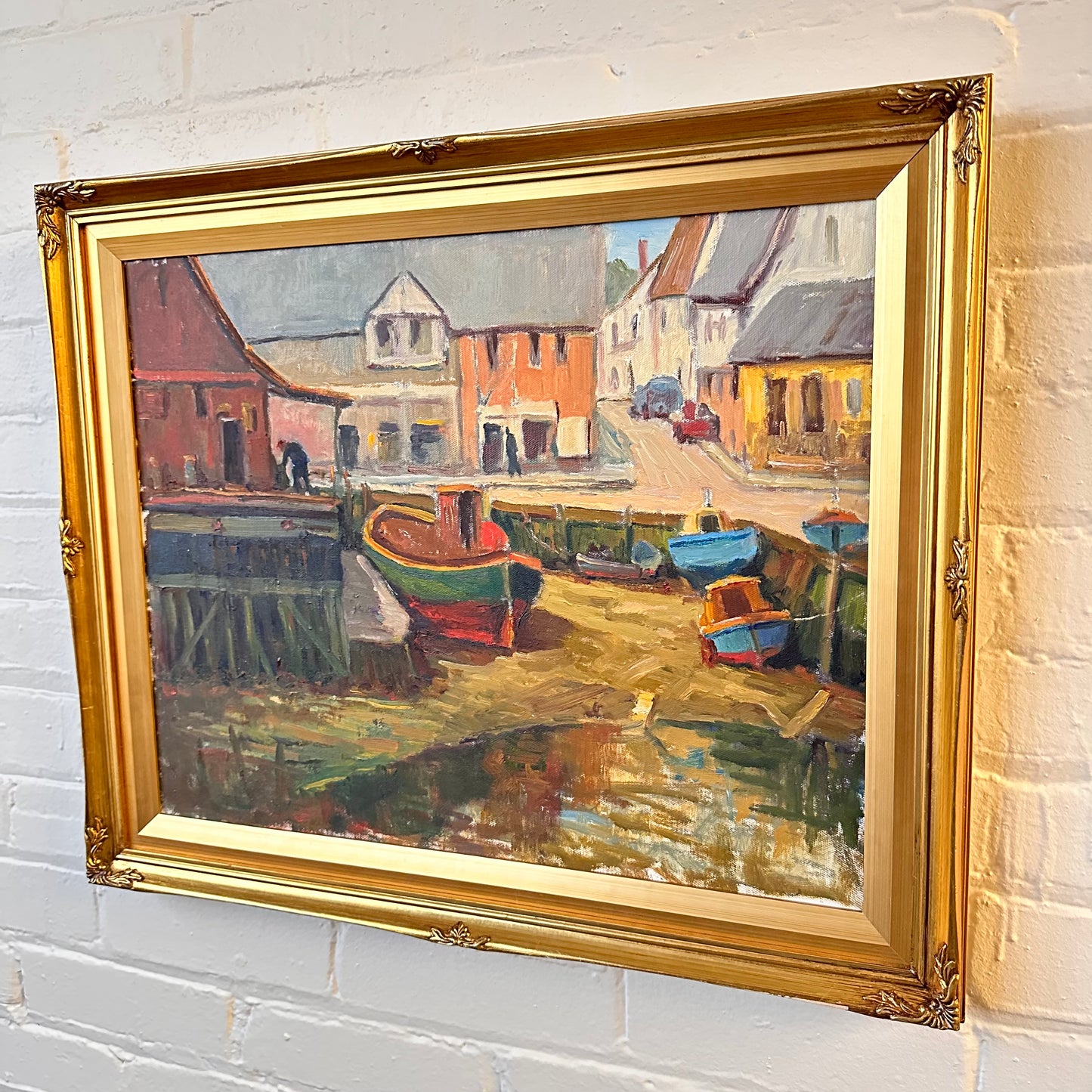 FRAMED PORT PAINTING BY RONALD SEAGER