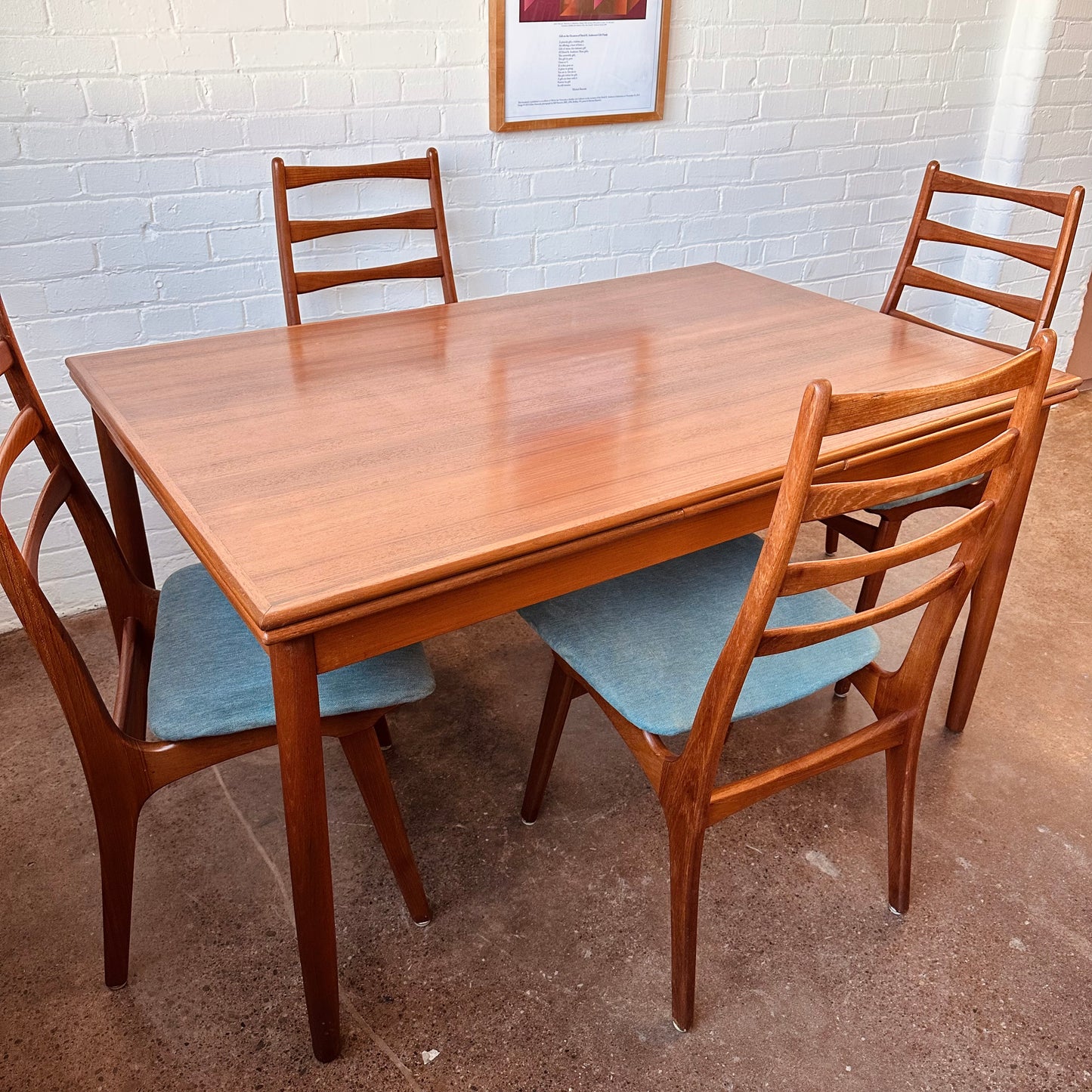 RESTORED DANISH TEAK DINING TABLE WITH DRAW LEAF