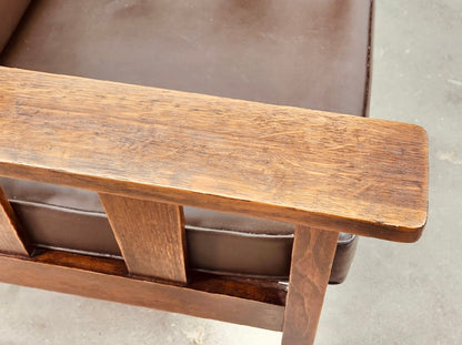 ARTS AND CRAFTS OAK MORRIS RECLINING ACCENT CHAIR