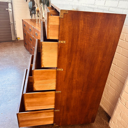 TALL CHEST OF DRAWERS IN HENREDON CAMPAIGN STYLE