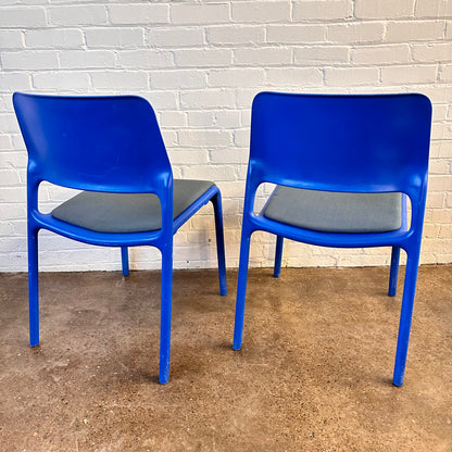 BLUE SPARK STACKING CHAIRS BY DON CHADWICK FOR KNOLL, PAIR