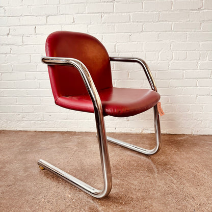 TUBULAR CHROME RED VINYL ACCENT CHAIR