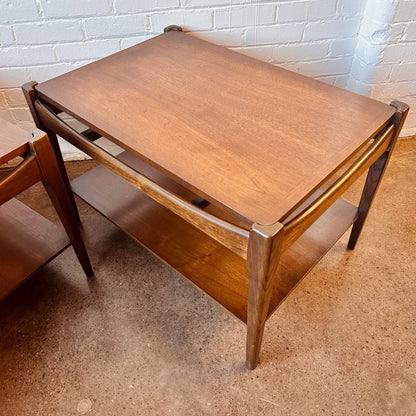 MCM WALNUT TWO-TIER END TABLES - PAIR