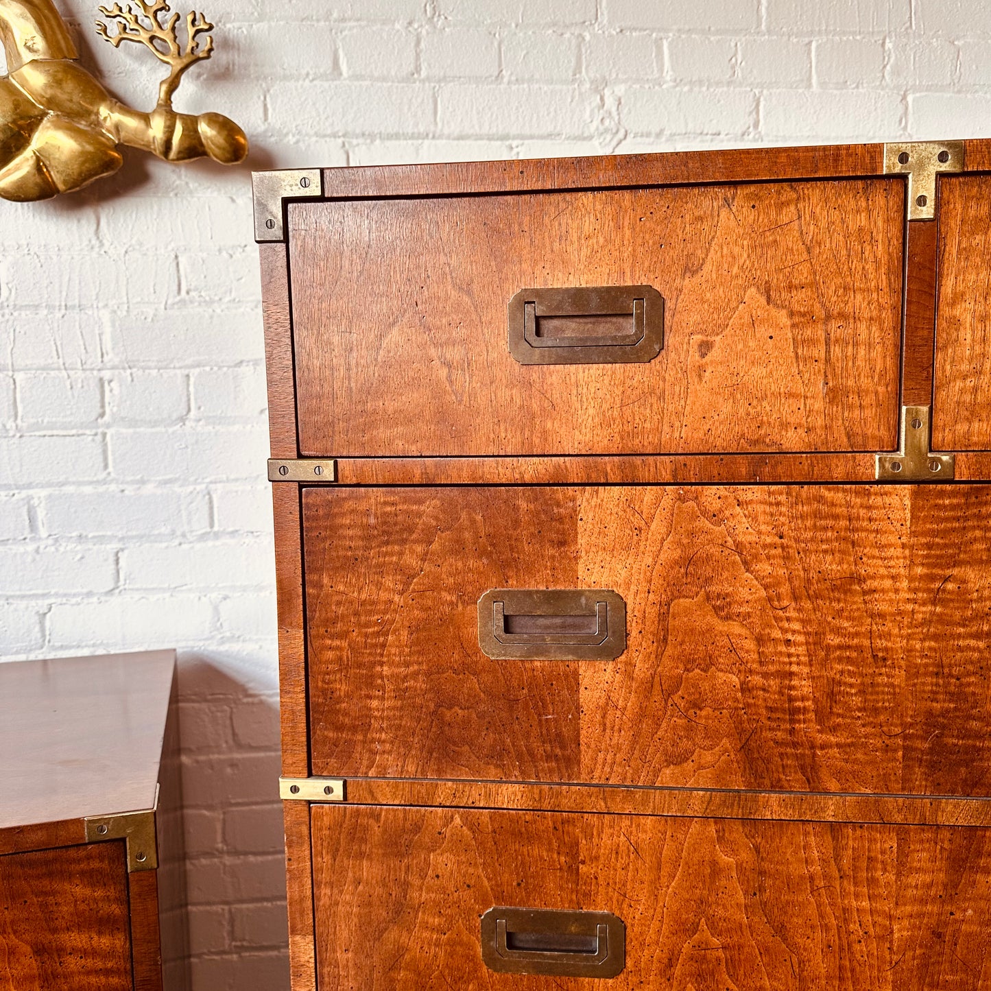 HENREDON CAMPAIGN STYLE TALL CHEST OF DRAWERS