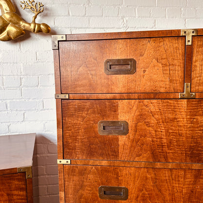 TALL CHEST OF DRAWERS IN HENREDON CAMPAIGN STYLE