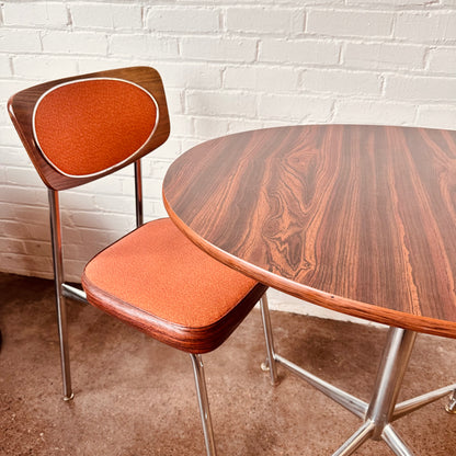 MCM CHROME & LAMINATE CAFE TABLE & CHAIR SET