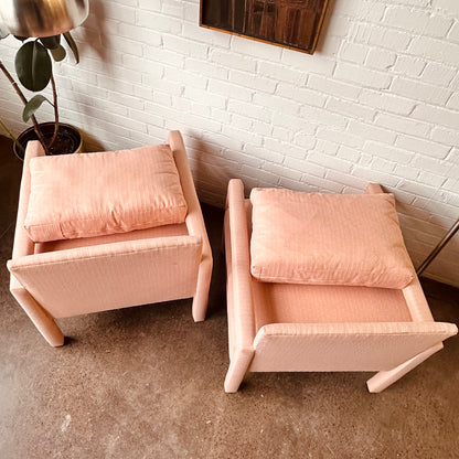 PINK UPHOLSTERED LANE PARSONS CHAIRS - PAIR