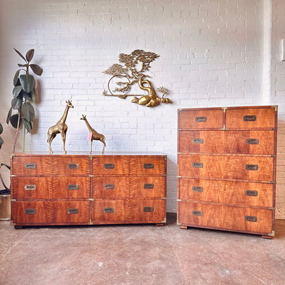 TALL CHEST OF DRAWERS IN HENREDON CAMPAIGN STYLE
