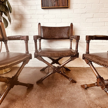 VINTAGE GLOBE FURNITURE CLUB CHAIRS WITH FAUX CROCODILE UPHOLSTERY