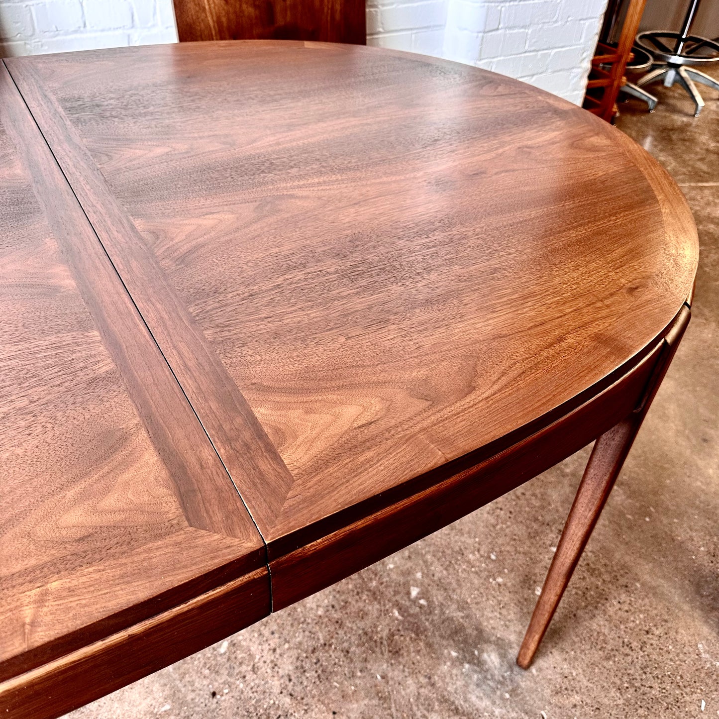 RESTORED MCM WALNUT OVAL DINING TABLE BY LANE