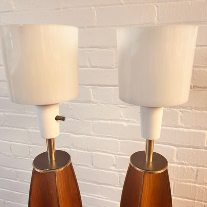 GERALD THURSTON WALNUT TABLE LAMPS - PAIR